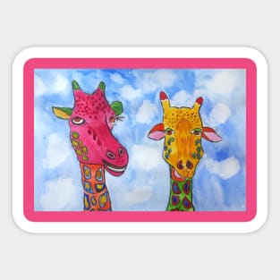 Quirky, Colourful Giraffes Sticker